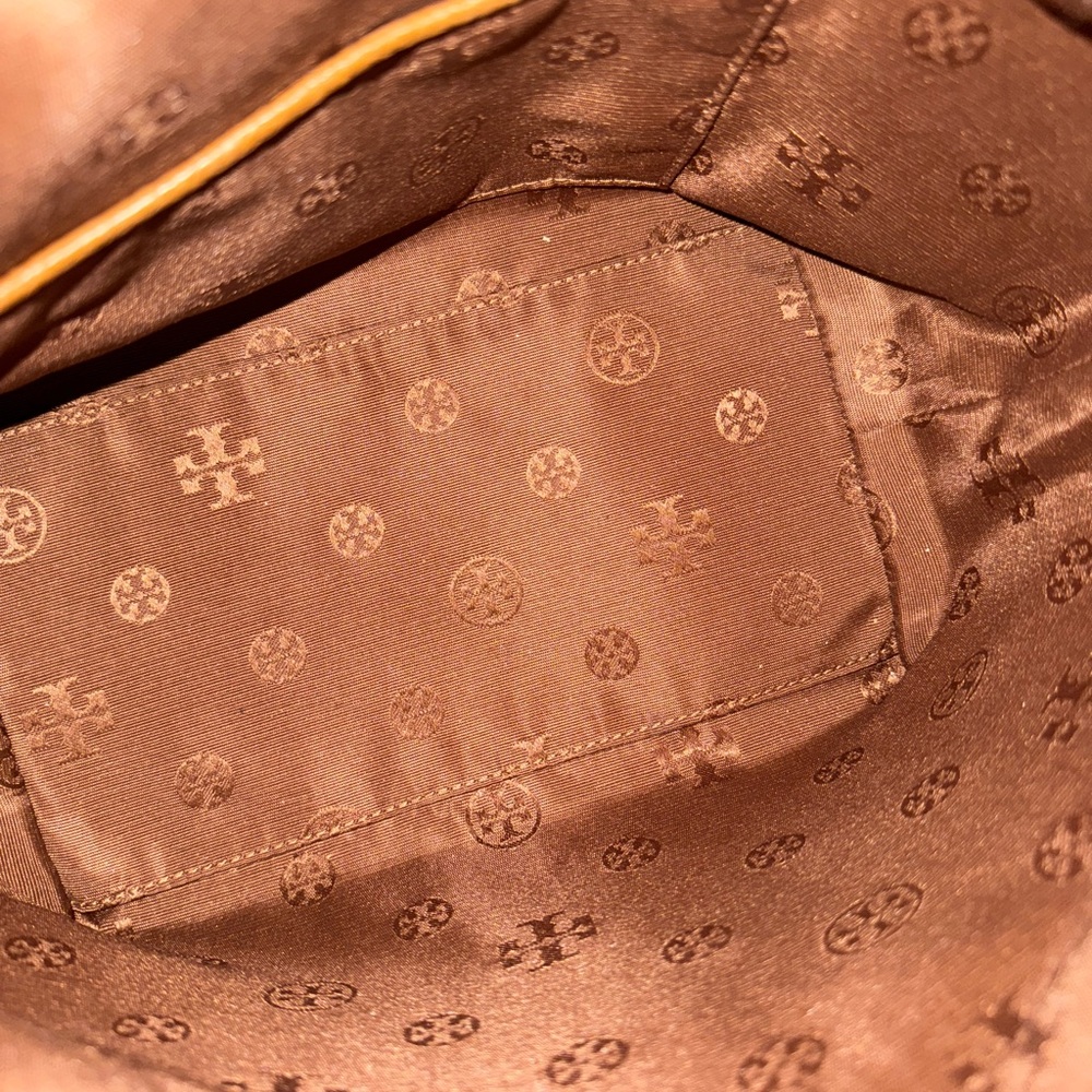 Tory Burch Brown Pebbled Leather Hobo Satchel with Tassel - Picture 9 of 9
